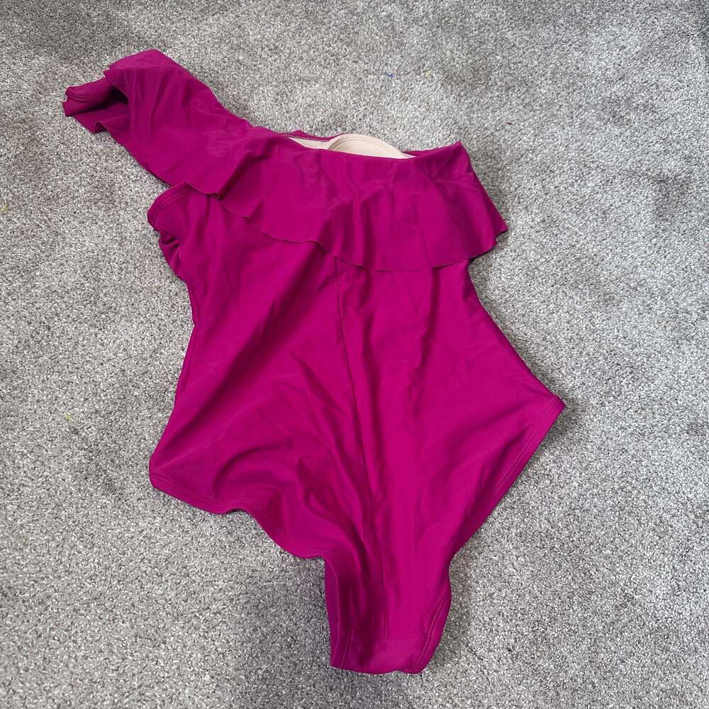 Kona Sol Ruffle One Shoulder Full Coverage One Piece Swimsuit, Med - Picture 5 of 8